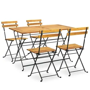 vidaXL Mobilier à dîner d'extérieur pliable 5 pcs Bois d'acacia solide pas cher