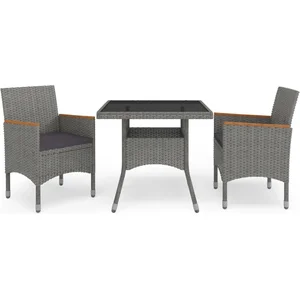 vidaXL Ensemble à dîner de jardin 3 pcs Gris Résine tressée et acacia pas cher