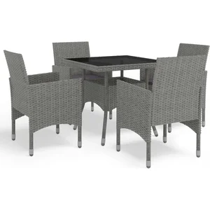 vidaXL Ensemble à dîner de jardin 5 pcs Gris Résine tressée et verre pas cher