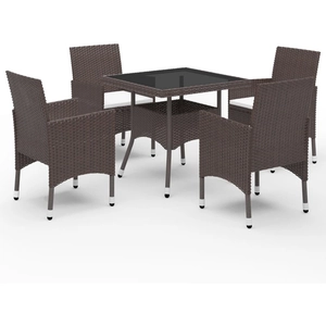 vidaXL Ensemble à manger de jardin 5pcs Marron Résine tressée et verre pas cher