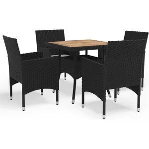 vidaXL Ensemble à dîner de jardin 5 pcs Noir Résine tressée et acacia pas cher