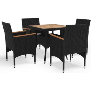 vidaXL Ensemble à dîner de jardin 5 pcs Noir Résine tressée et acacia pas cher