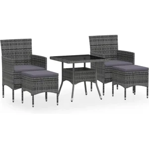 Comparateur de prix : vidaXL Ensemble à Manger jardin 5 pcs résine tressée verre trempé Gris