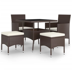 vidaXL Vidaxl Ensemble À Manger De Jardin 5pcs Résine Tressée Marron pas cher