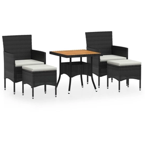 vidaXL Ensemble à dîner de jardin 5 pcs Résine tressée et acacia Noir pas cher