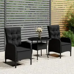 vidaXL Vidaxl Ensemble De Bistro De Jardin 3 Pcs Résine Tressée Noir pas cher
