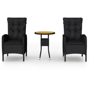 vidaXL Vidaxl Ensemble De Bistro De Jardin 3 Pcs Résine Tressée Noir pas cher