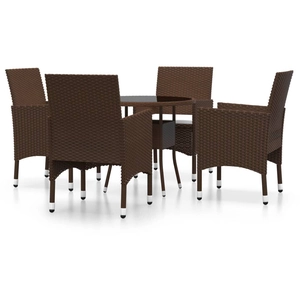 Comparateur de prix : Ensemble à manger de jardin 5pcs Résine tressée Marron Vidaxl Marron