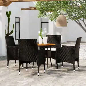 vidaXL Mobilier de salle à manger de jardin 5 pcs Résine tressée Noir pas cher