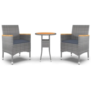vidaXL Mobilier à dîner de jardin 3 pcs Résine tressée Gris pas cher