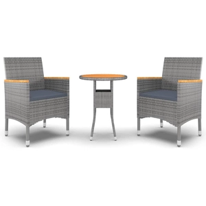 Vidaxl - Ensemble à manger de jardin 3 pcs Résine tressée Gris pas cher