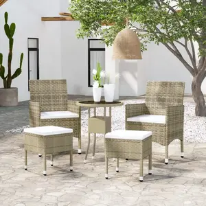 vidaXL Salon de jardin 5 pcs Résine tressée Beige pas cher