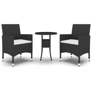 vidaXL Mobilier à dîner de jardin 3 pcs Résine tressée Noir pas cher