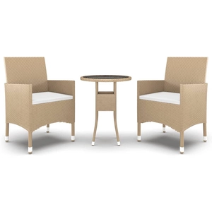 vidaXL Mobilier à dîner de jardin 3 pcs Résine tressée Beige pas cher