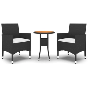 vidaXL Mobilier à dîner de jardin 3 pcs Résine tressée Noir pas cher