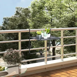 vidaXL Table de balcon Noir 60x40 cm Acier pas cher