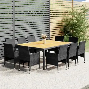 vidaXL Mobilier à dîner de jardin 11 pcs Résine tressée Gris pas cher