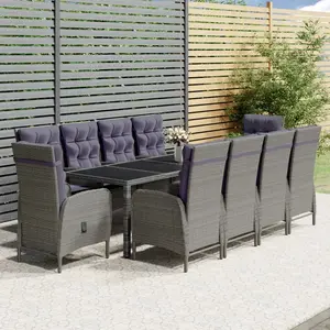 Comparateur de prix : vidaXL Mobilier à dîner de jardin 11 pcs Résine tressée Gris