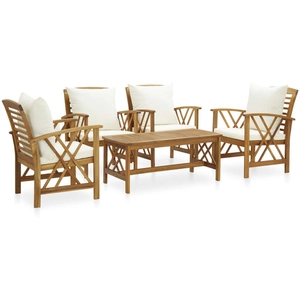 vidaXL Salon de jardin 5 pcs avec coussins Bois d'acacia solide pas cher
