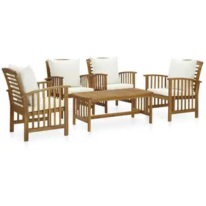 vidaXL Salon de jardin 5 pcs avec coussins Bois d'acacia solide pas cher