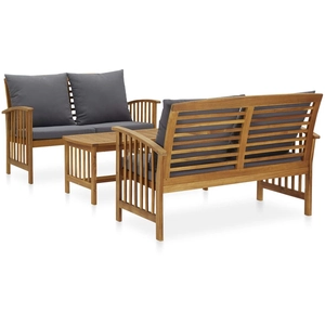 vidaXL Vidaxl Salon De Jardin 3 Pcs Avec Coussins Bois D'acacia Massif pas cher