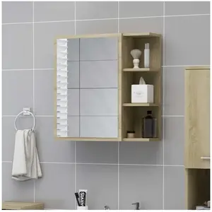 Comparateur de prix : vidaXL Armoire à miroir de bain Chêne sonoma 62,5x20,5x64 cm Aggloméré