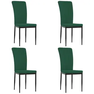 vidaXL Chaises à manger lot de 4 Vert foncé Velours pas cher