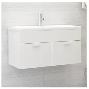 Comparateur de prix : vidaXL Armoire d'évier Blanc 90x38,5x46 cm Aggloméré