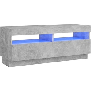 vidaXL Meuble TV avec lumières LED gris béton 100x35x40 cm pas cher