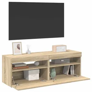 vidaXL Meubles TV avec lumières LED 2 pcs Chêne sonoma 60x35x40 cm pas cher