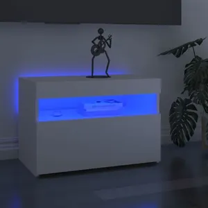 vidaXL Meubles TV avec lumières LED 2 pcs Blanc 60x35x40 cm pas cher