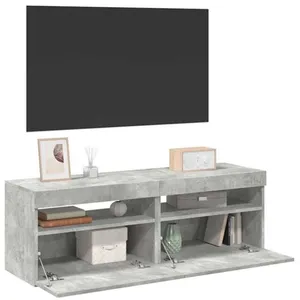 vidaXL Meubles TV avec lumières LED 2 pcs gris béton 60x35x40 cm pas cher