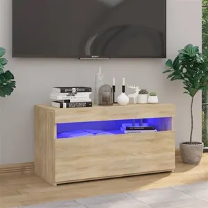 vidaXL Meuble TV avec lumières LED Chêne sonoma 75x35x40 cm pas cher