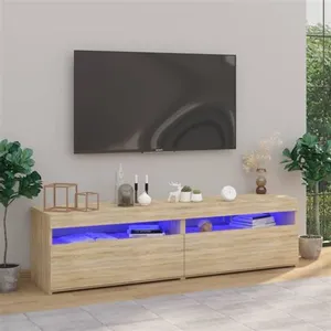 vidaXL Meubles TV 2 pcs avec lumières LED Chêne sonoma 75x35x40 cm pas cher