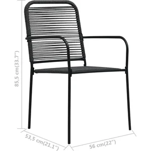 vidaXL Mobilier à dîner d'extérieur 7 pcs Corde en coton et acier Noir pas cher