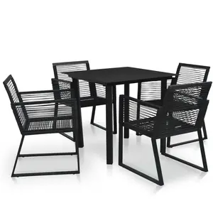 vidaXL Mobilier à dîner d'extérieur 5 pcs Rotin PVC Noir pas cher