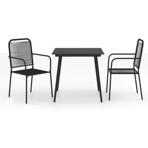 Comparateur de prix : vidaXL Mobilier à dîner d'extérieur 3 pcs Corde en coton et acier Noir