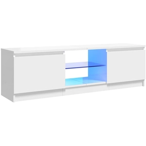 vidaXL Meuble TV avec lumières LED blanc brillant 120x30x35,5 cm pas cher