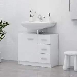 vidaXL Armoire d'évier Blanc 63x30x54 cm Aggloméré pas cher