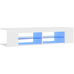 vidaXL Meuble TV avec lumières LED blanc 135x39x30 cm pas cher
