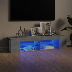 vidaXL Meuble TV avec lumières LED gris béton 135x39x30 cm pas cher