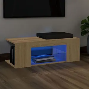 vidaXL Meuble TV avec lumières LED chêne sonoma 90x39x30 cm pas cher