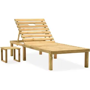 vidaXL Chaise longue de jardin avec table Bois de pin imprégné pas cher