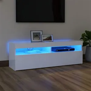 vidaXL Meuble TV avec lumières LED blanc 120x35x40 cm pas cher