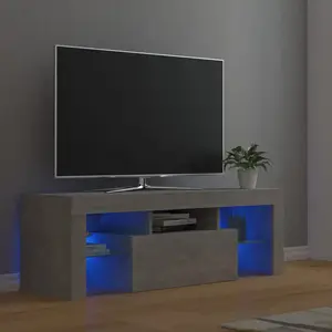 vidaXL Meuble TV avec lumières LED gris béton 120x35x40 cm pas cher