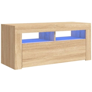 vidaXL Meuble TV avec lumières LED chêne sonoma 90x35x40 cm pas cher