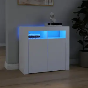 Comparateur de prix : vidaXL Buffet avec lumières LED Blanc 80x35x75 cm