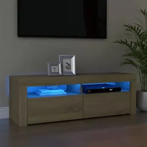 vidaXL Meuble TV avec lumières LED chêne sonoma 120x35x40 cm pas cher