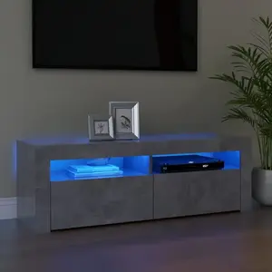 vidaXL Meuble TV avec lumières LED gris béton 120x35x40 cm pas cher