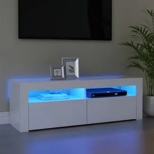 vidaXL Meuble TV avec lumières LED blanc 120x35x40 cm pas cher